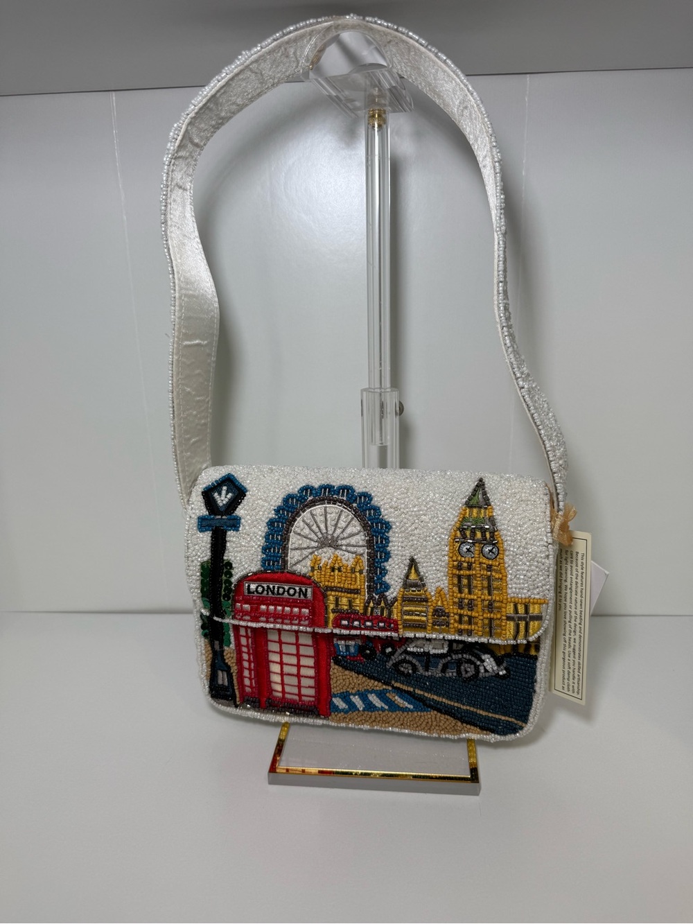 Embroidered London Icon Bag in White
